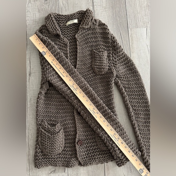 Zara Men's Charcoal Knit Cardigan knitted blazer, Sz L - Picture 5 of 8